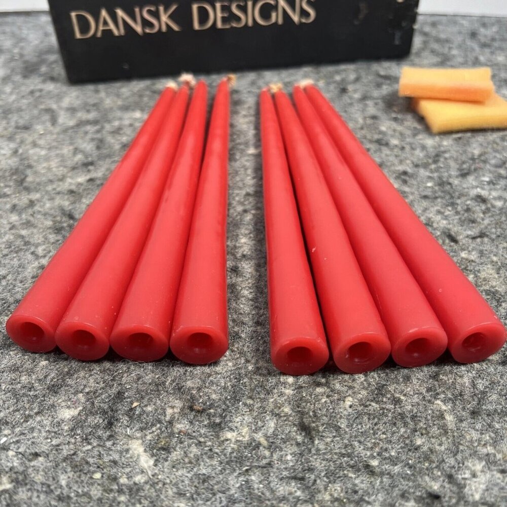 Vintage Dansk Designs France Red 8" Taper Candles Set Of 8 Style 1818 - Picture 3 of 10